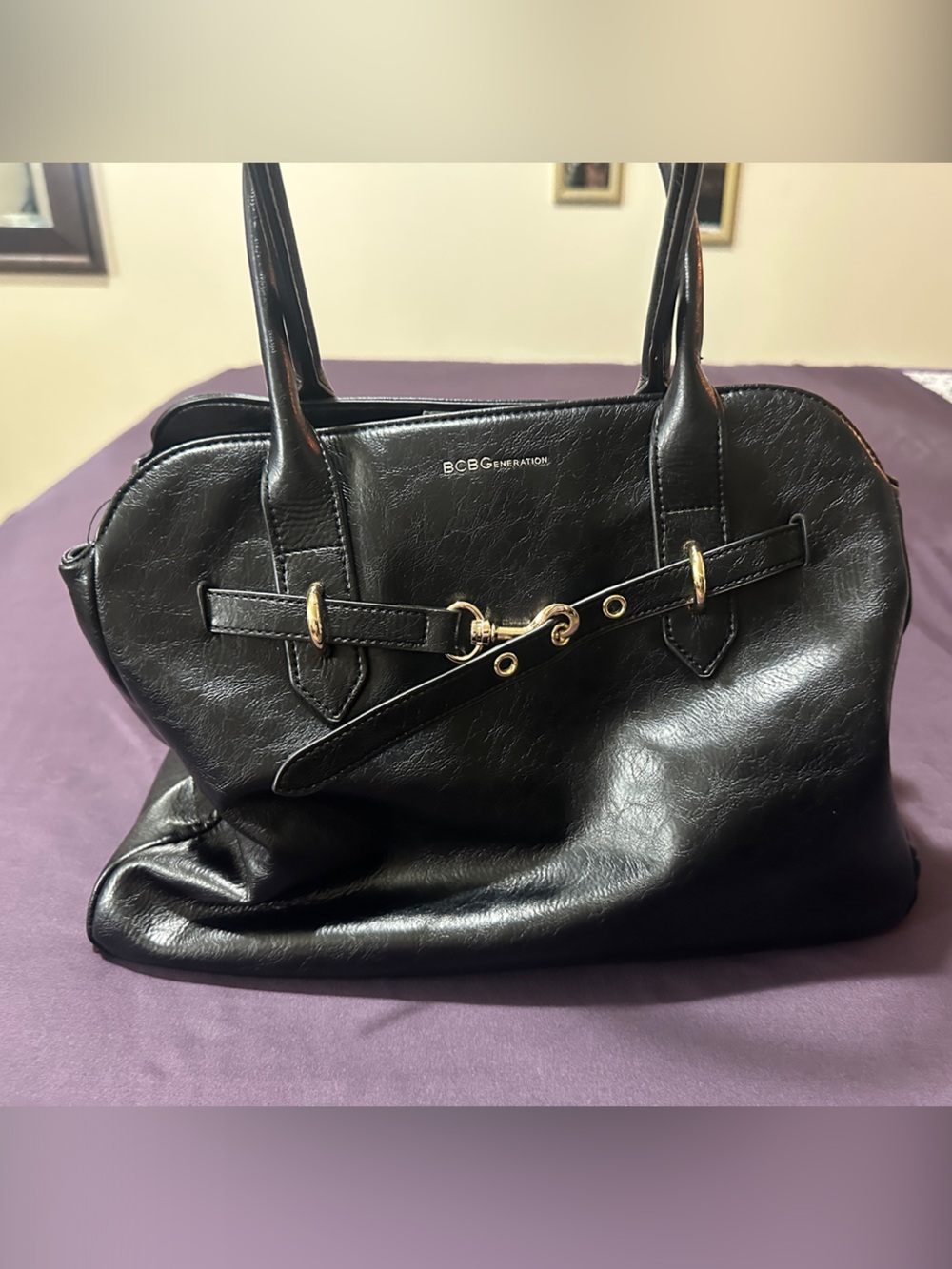 BCBGeneration Black Shoulder Bag with Gold Hardware